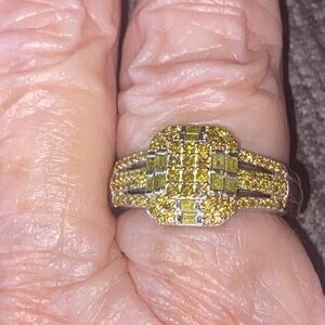 NWT Natural Yellow Diamond ring, size 6